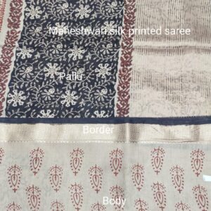 Maheshwari silk block printed saree