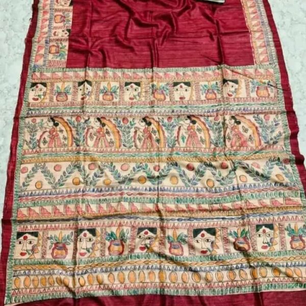 Madhubani Art Red Saree