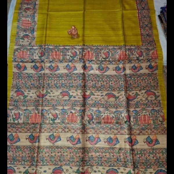 Madhubani Art Yellow Saree