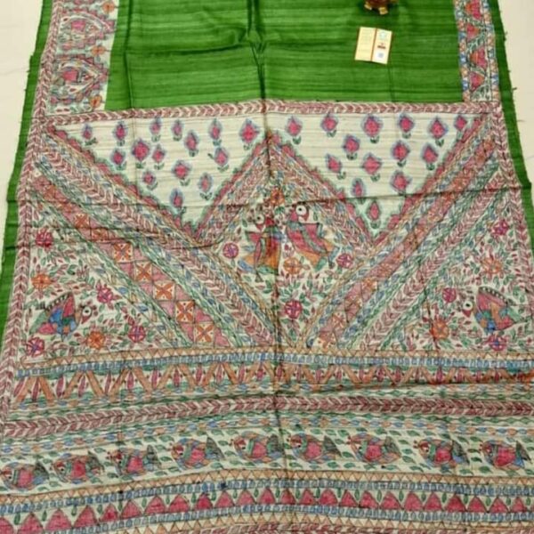 Madhubani Art Green Saree