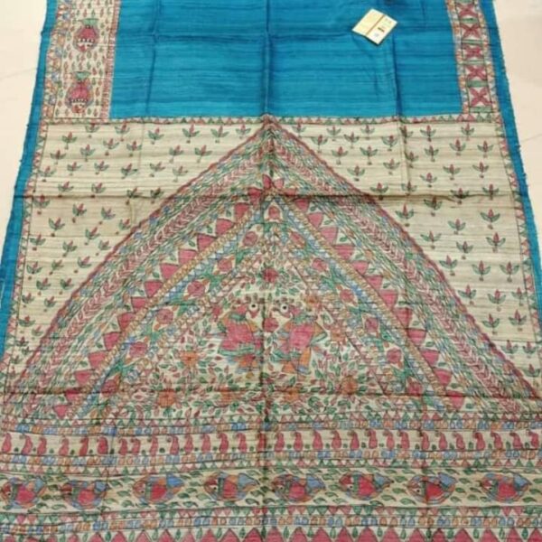 Madhubani Art Blue Saree