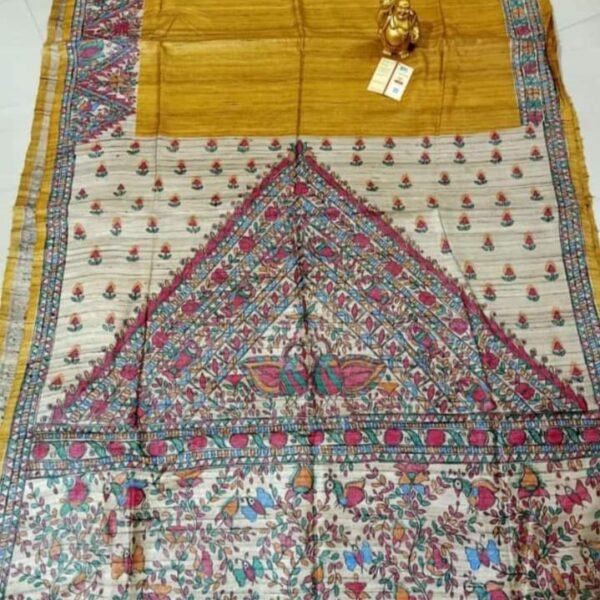 Madhubani Art Yellow Saree